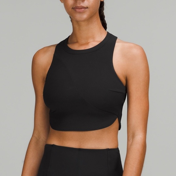 Lululemon Ribbed Longline Yoga Bra *Light Support, C/D Cup Black Size 6 - Picture 1 of 6